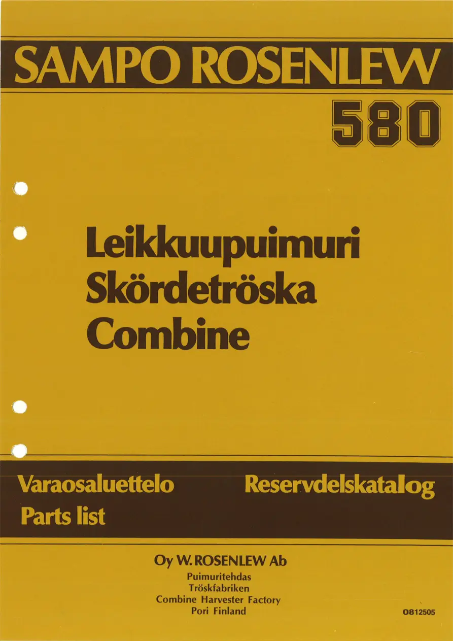 Sampo Rosenlew 580 Parts Manual