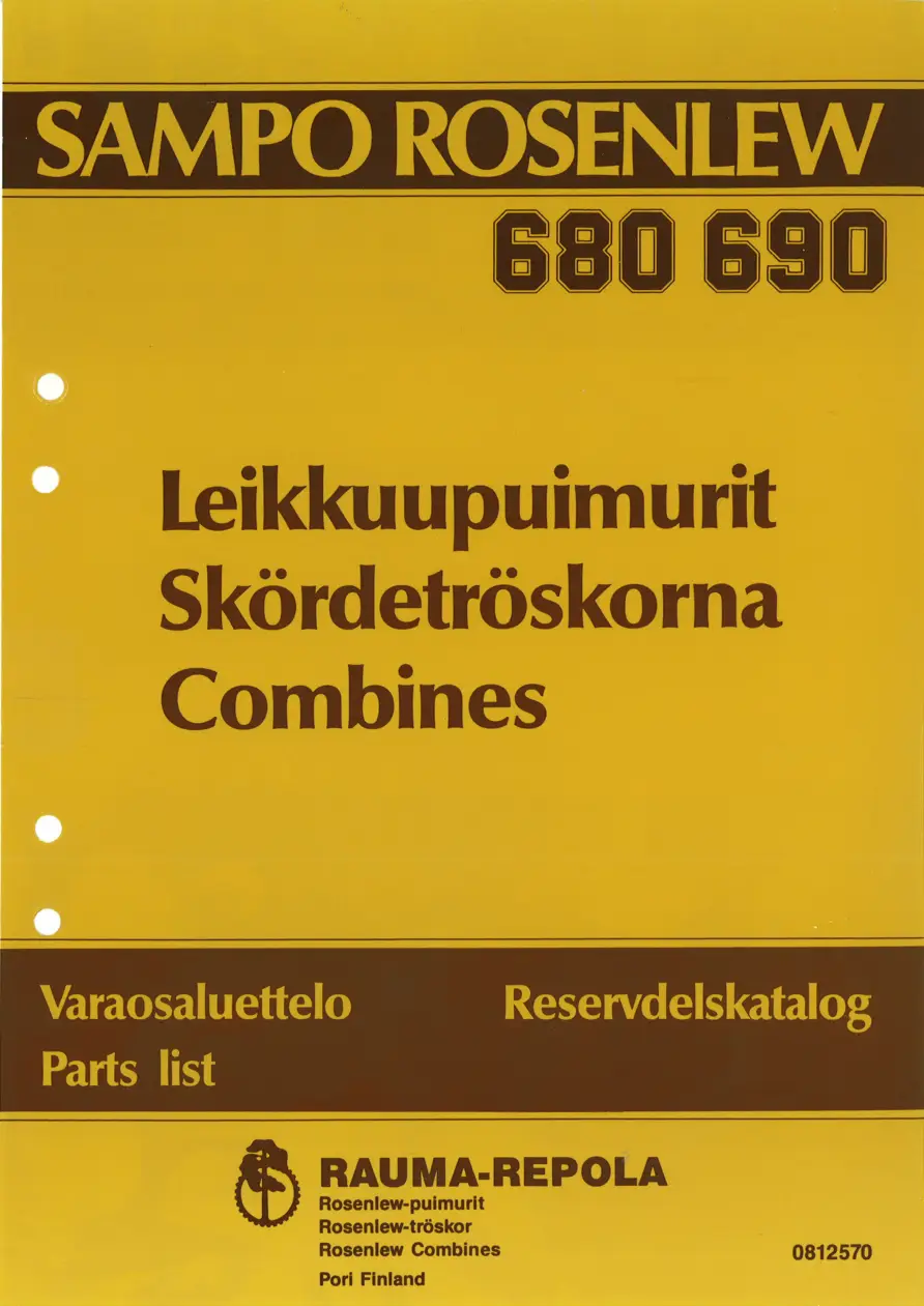 Sampo Rosenlew 680 690 Parts Manual