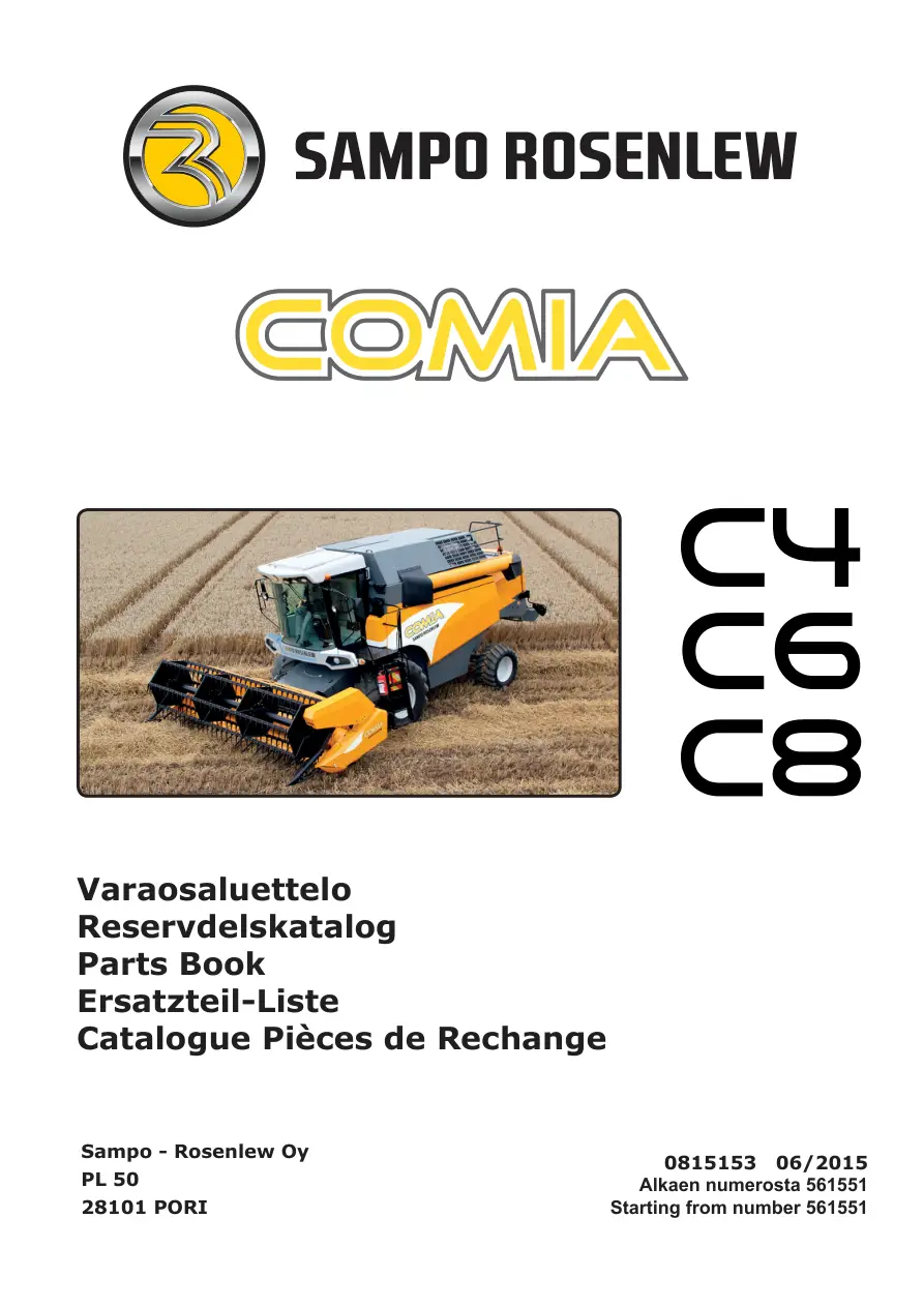 Sampo Rosenlew Comia C4 C6 C8 2015 Parts Manual