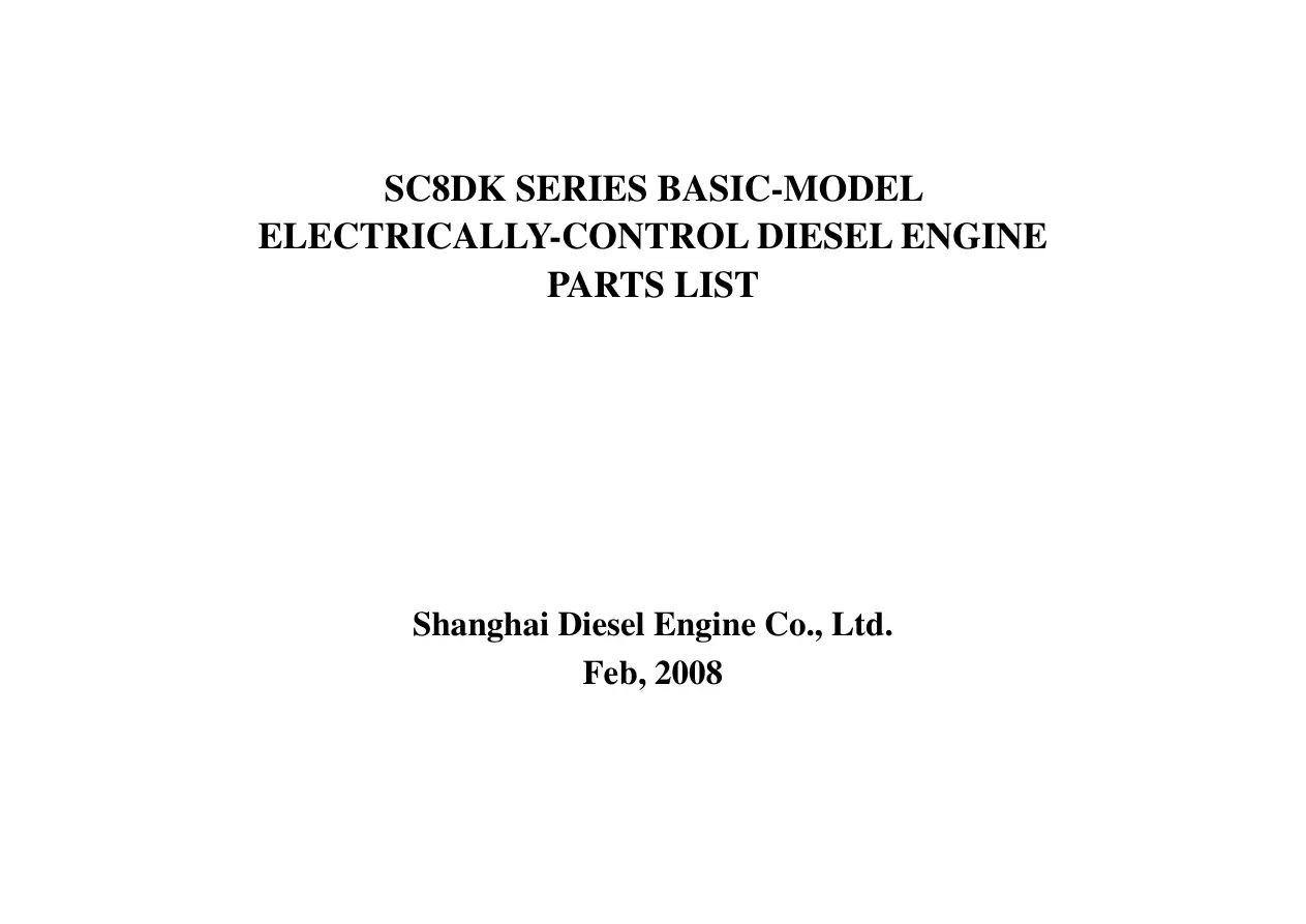 Shangai Sc8Dk Parts Manual