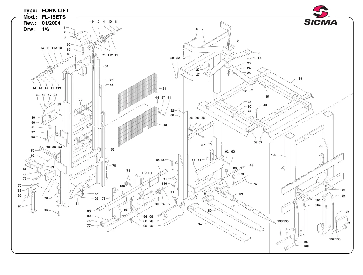 Sicma Fl 15Ets 2004 Parts Manual