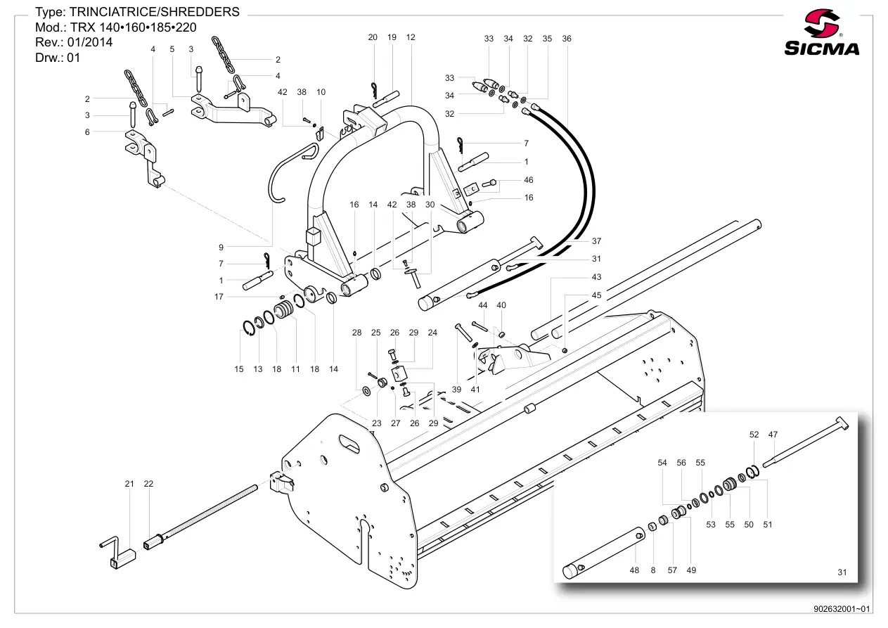 Sicma Trinciatrice Shredders Trx140 160 185 220 2014 Parts Manual