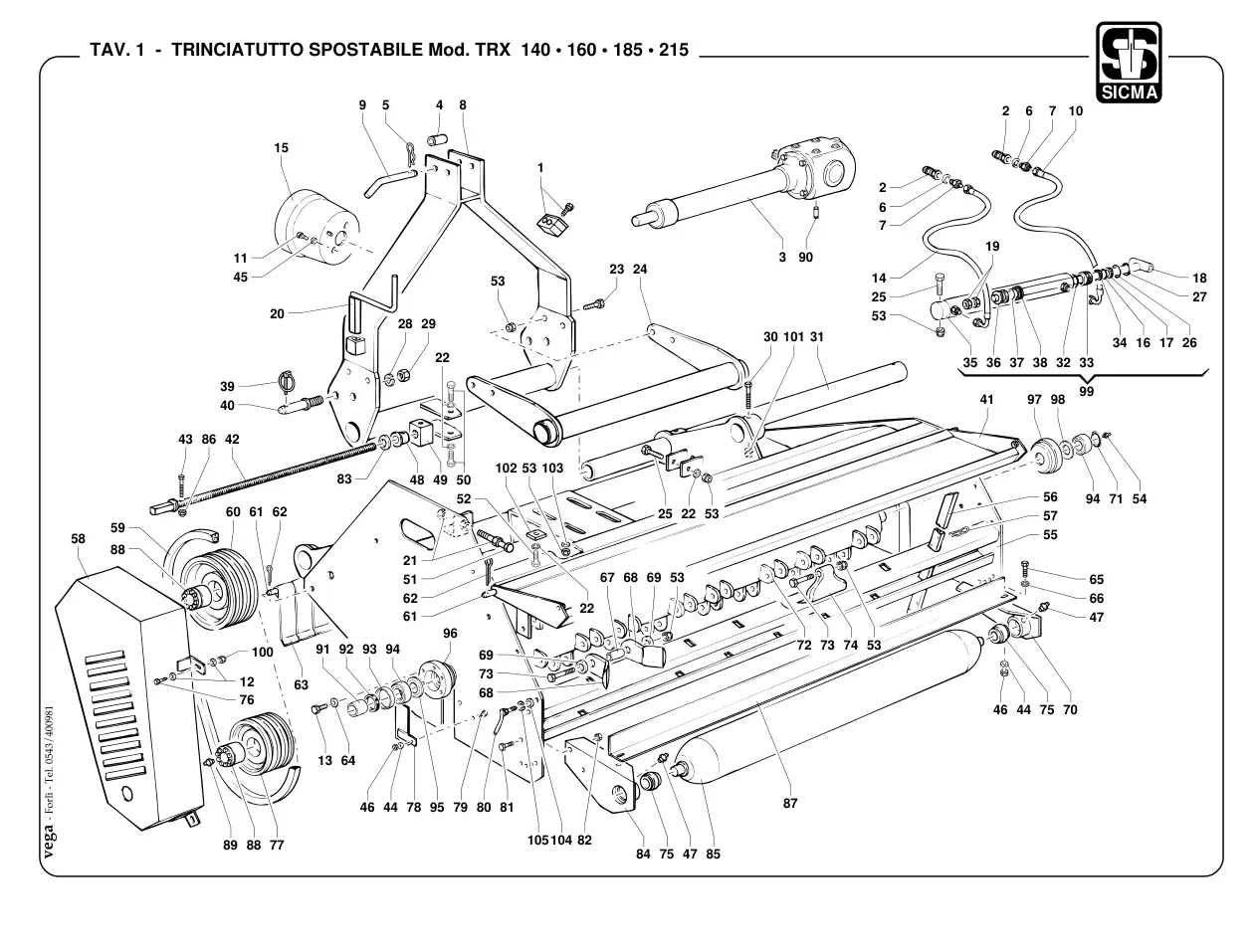 Sicma Trinciatrice Spostabile Trx140 160 185 215 Parts Manual
