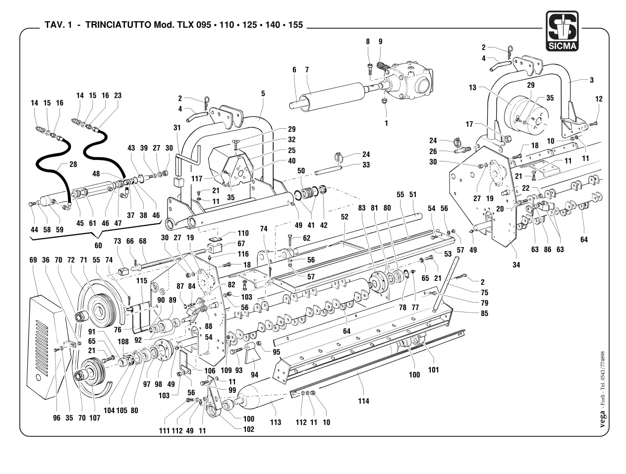 Sicma Trinciatutto Tlx 095 110 125 140 155 Parts Manual