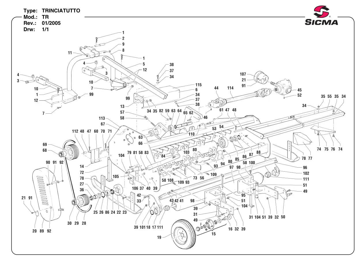 Sicma Trinciatutto Tr 2005 Parts Manual