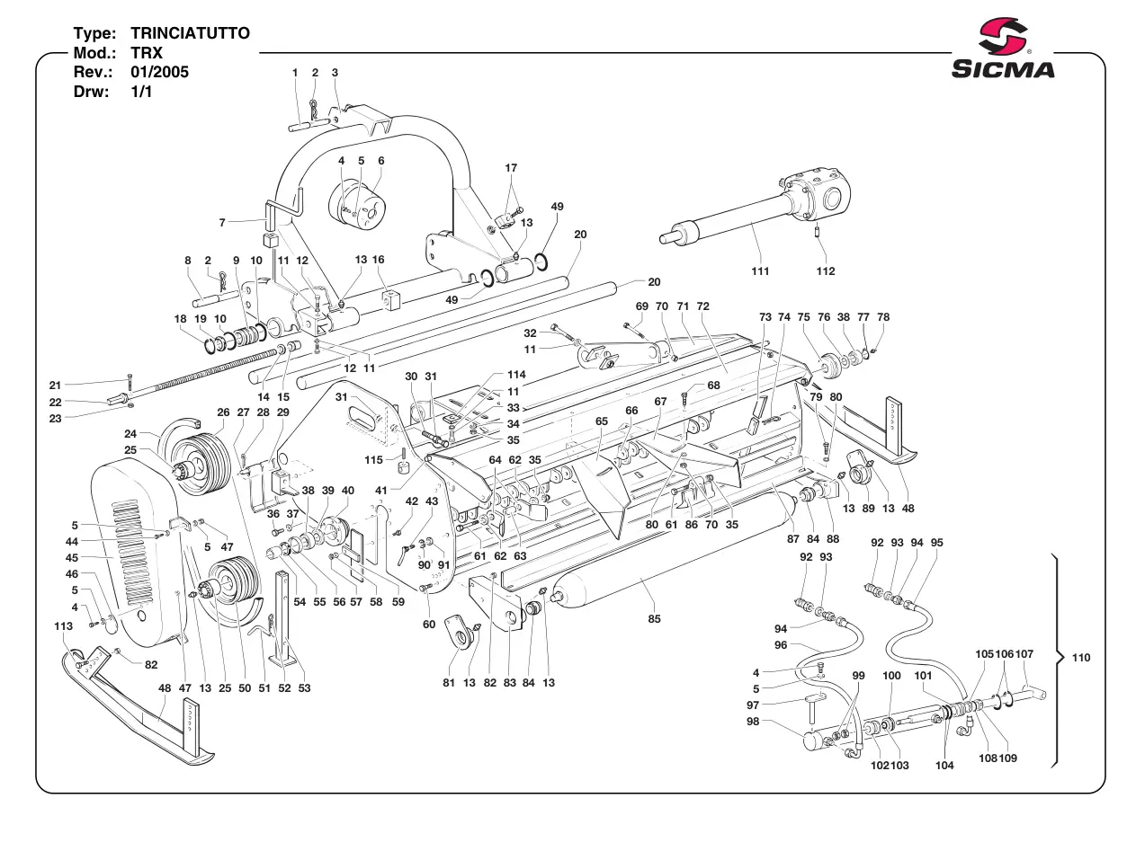 Sicma Trinciatutto Trx 2005 Parts Manual