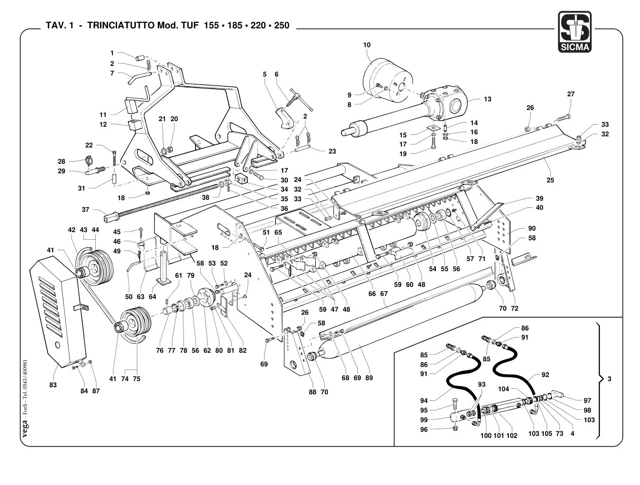 Sicma Trinciatutto Tuf155 185 220 250 Parts Manual