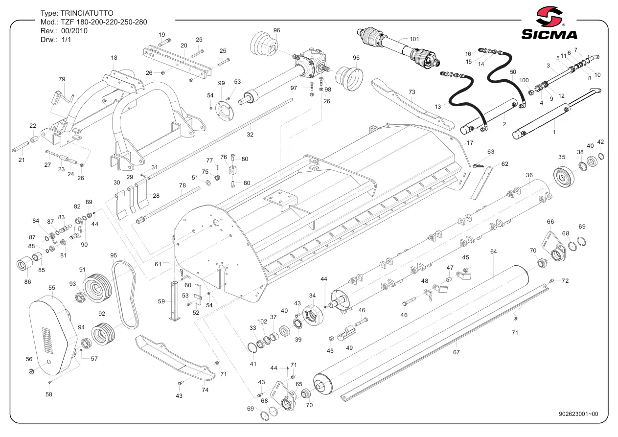 Sicma Trinciatutto Tzf180 200 220 250 280 2010 Parts Manual