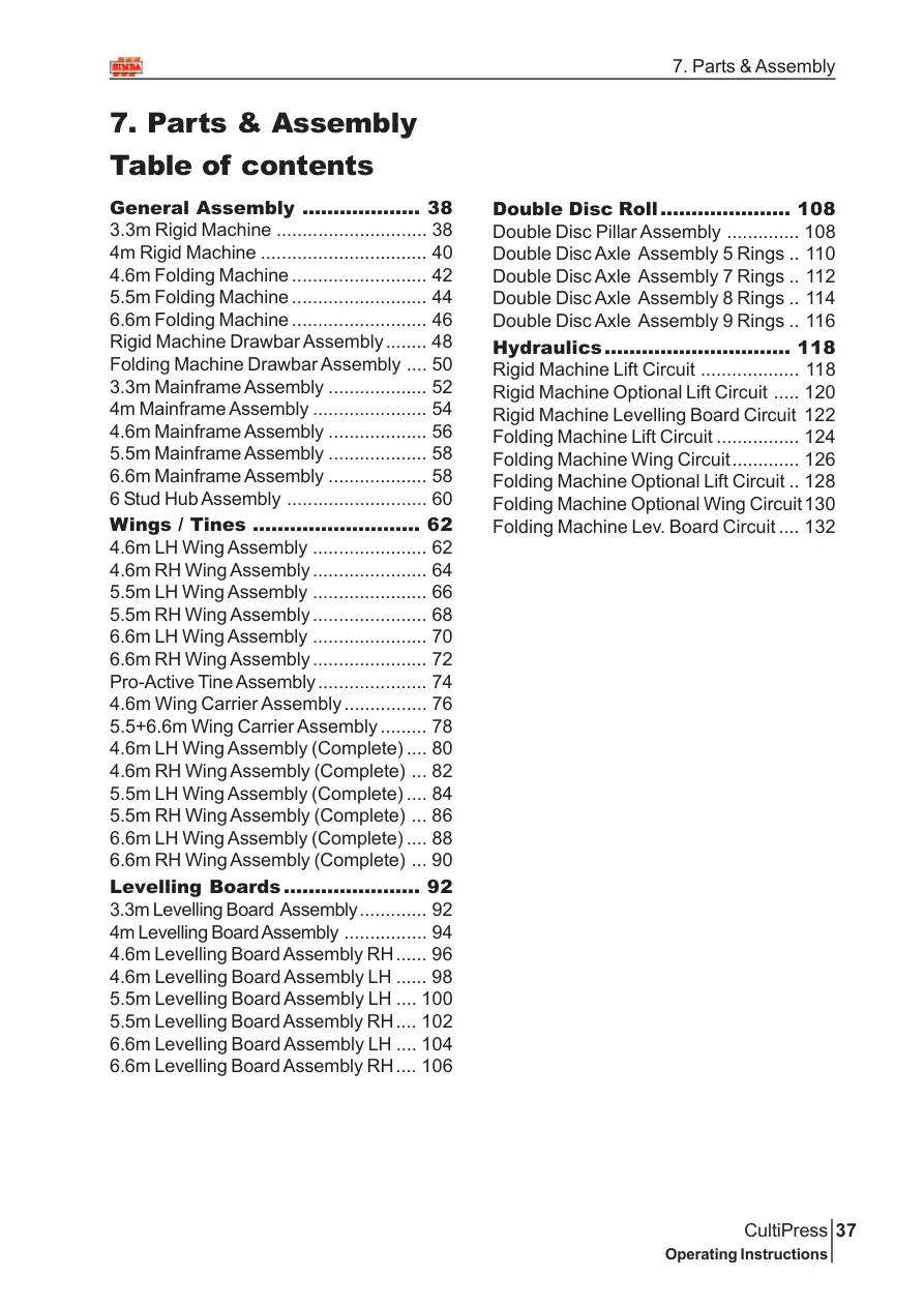 Simba Cultipress 330 660 Parts Manual