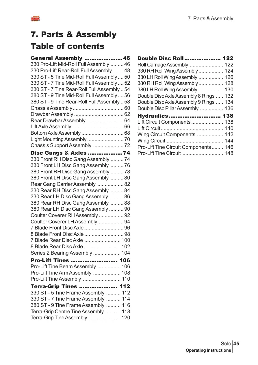 Simba 330 380 Parts Manual