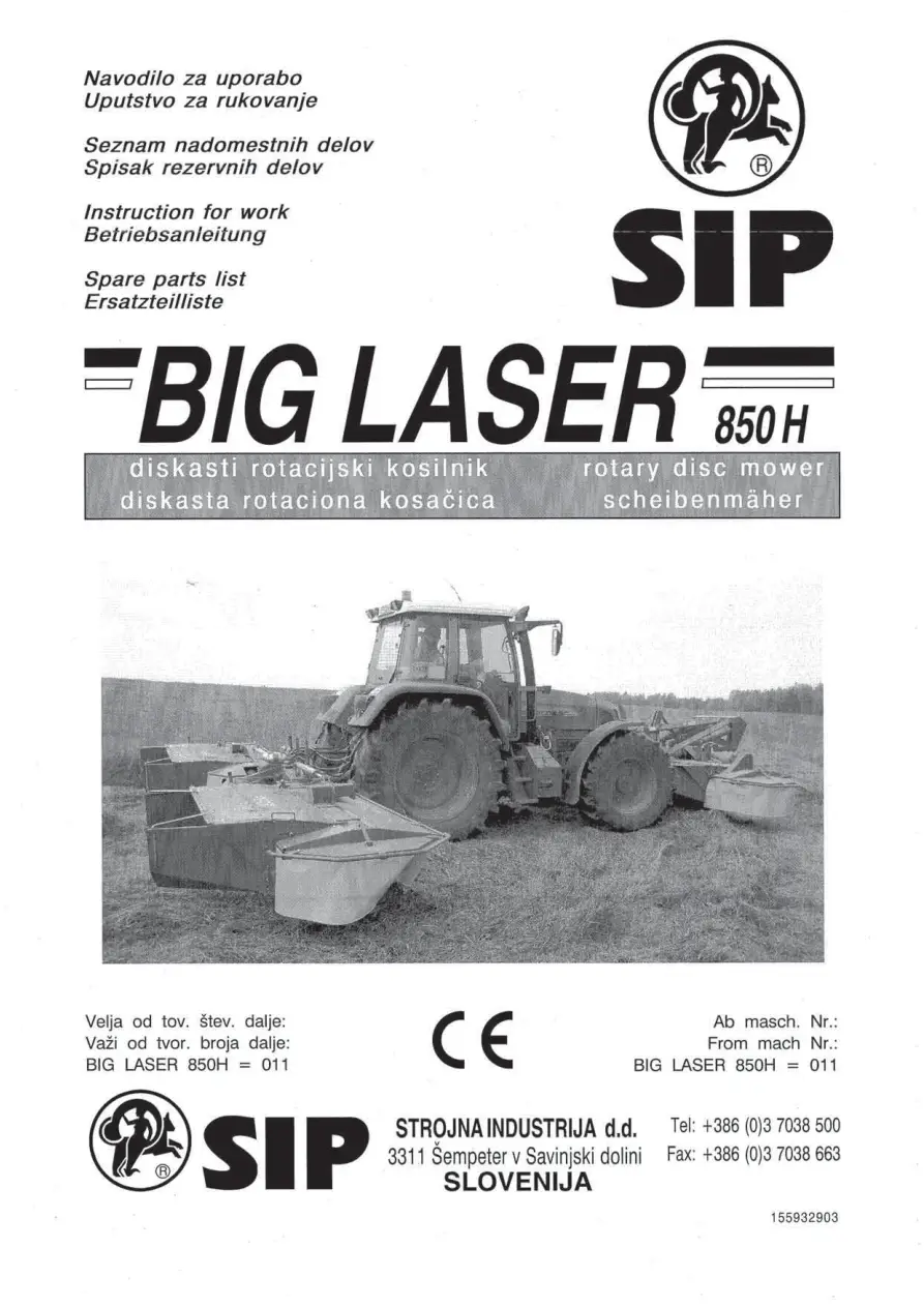 SIP Big 850H Parts Manual