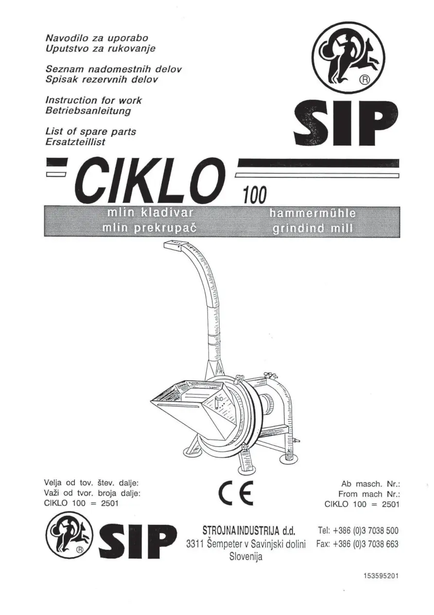 SIP Ciklo 100 Parts Manual
