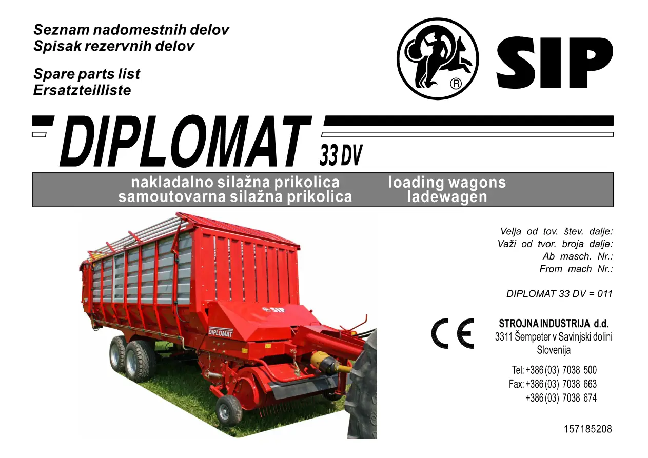SIP Diplomat 33Dv Parts Manual