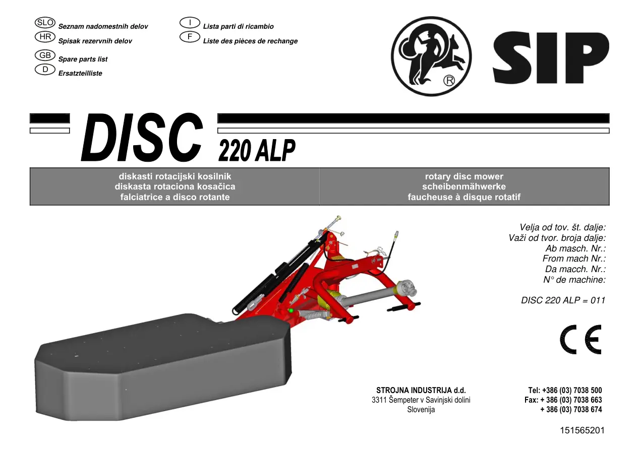SIP Disc 220 Alp Parts Manual