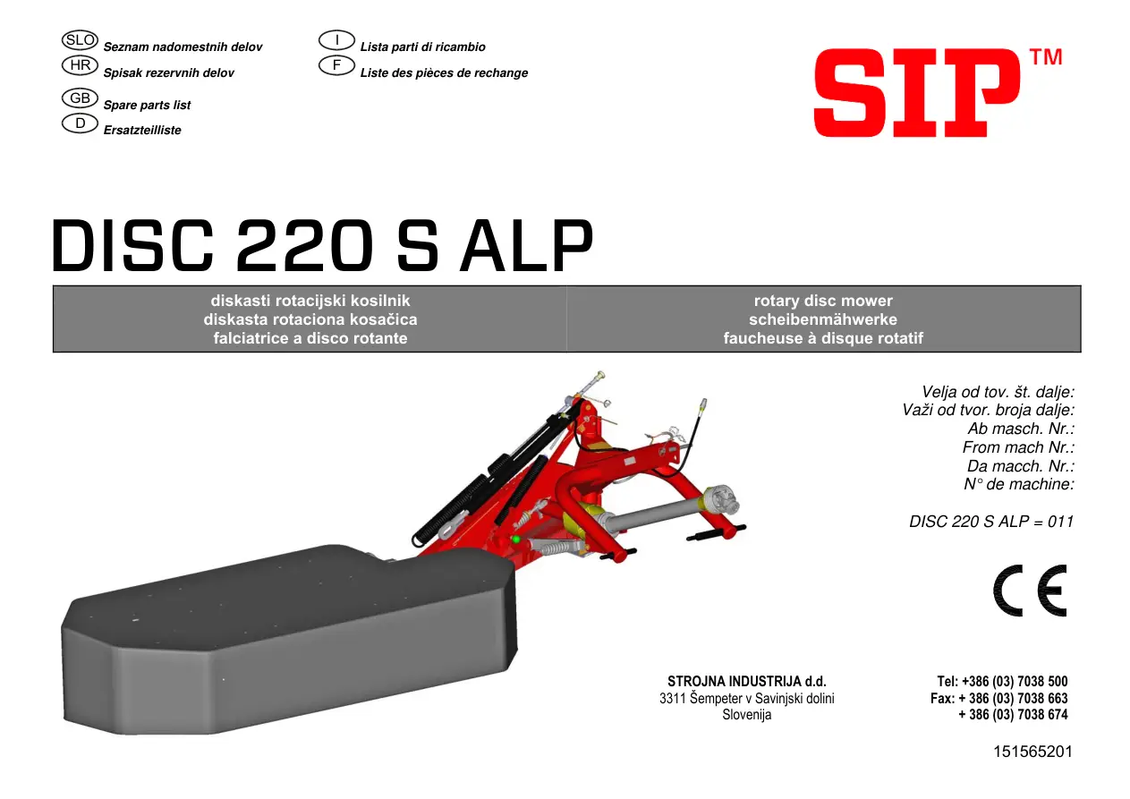SIP Disc 220S Alp Parts Manual