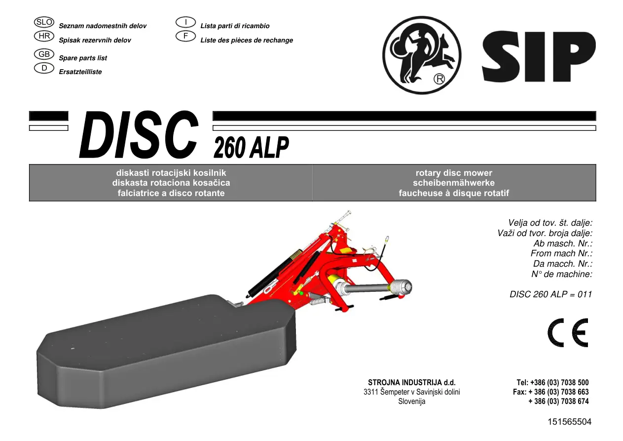 SIP Disc 260 Alp Parts Manual
