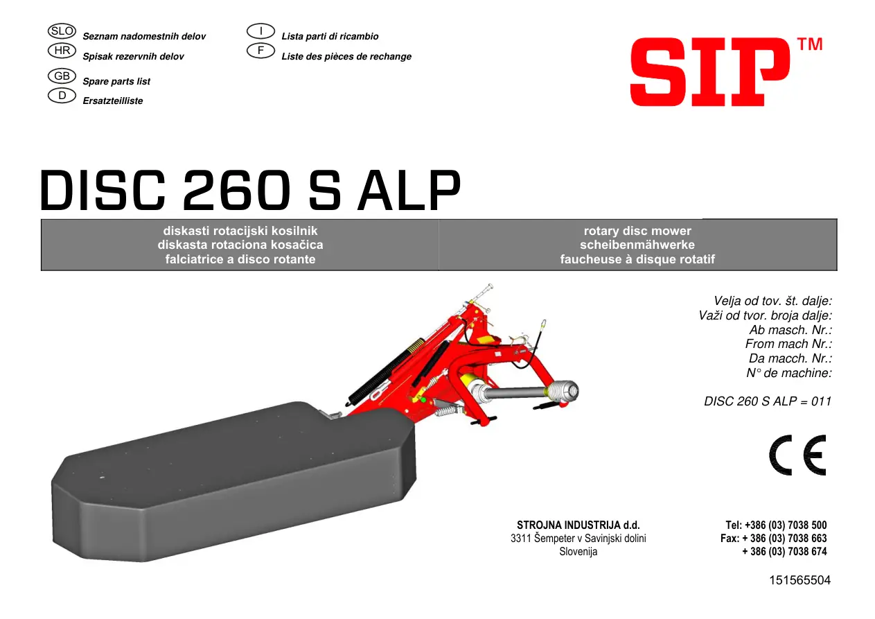 SIP Disc 260S Alp Parts Manual