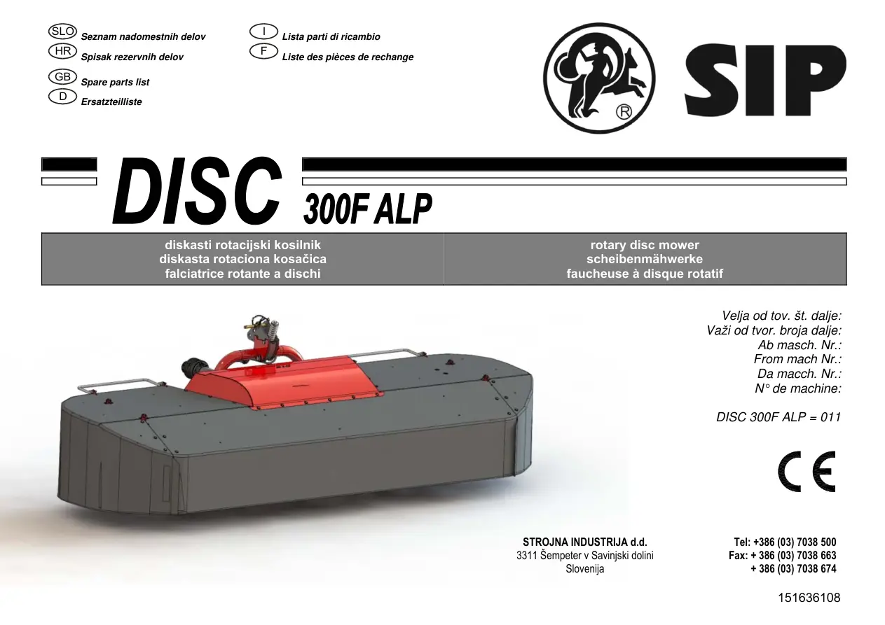 SIP Disc 300F Parts Manual