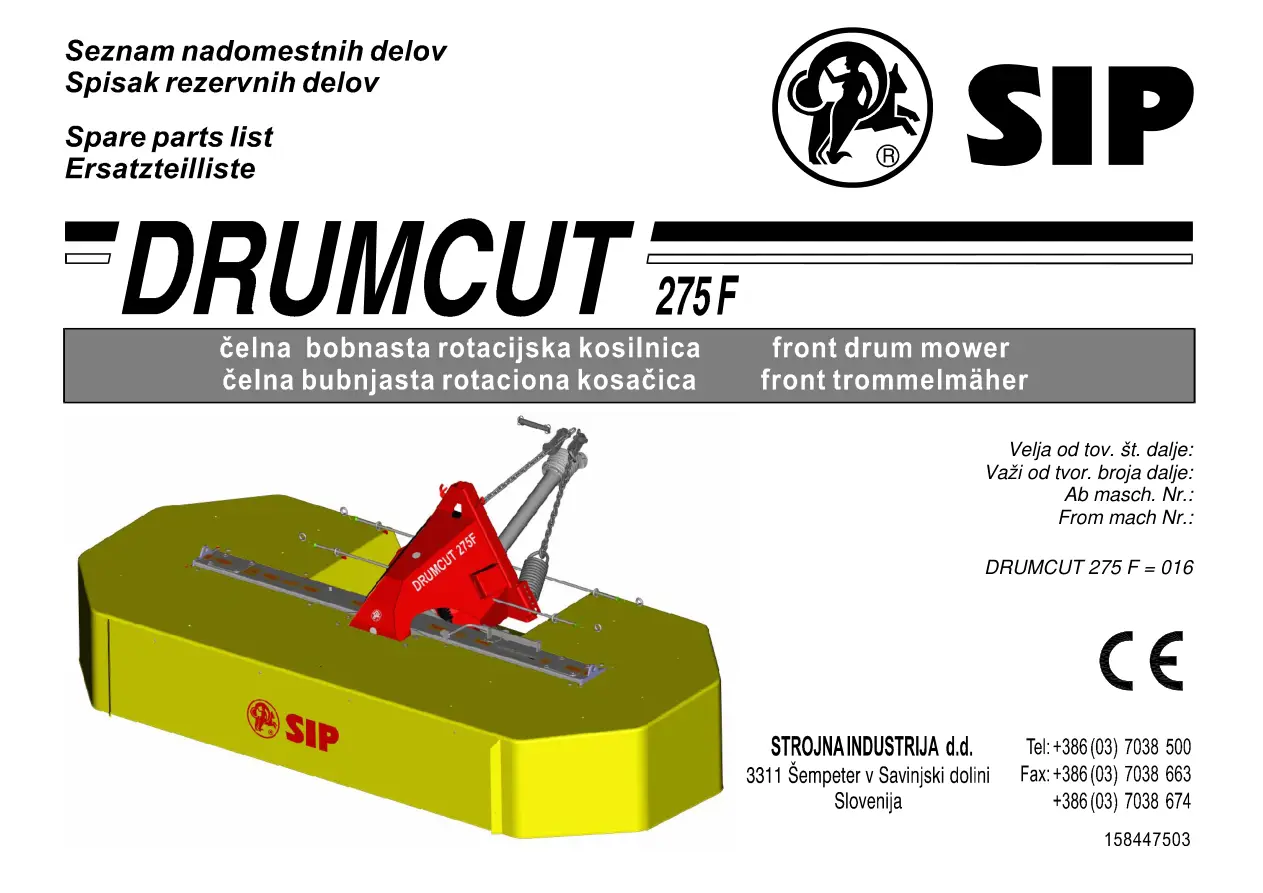 SIP Drumcut 275F Parts Manual