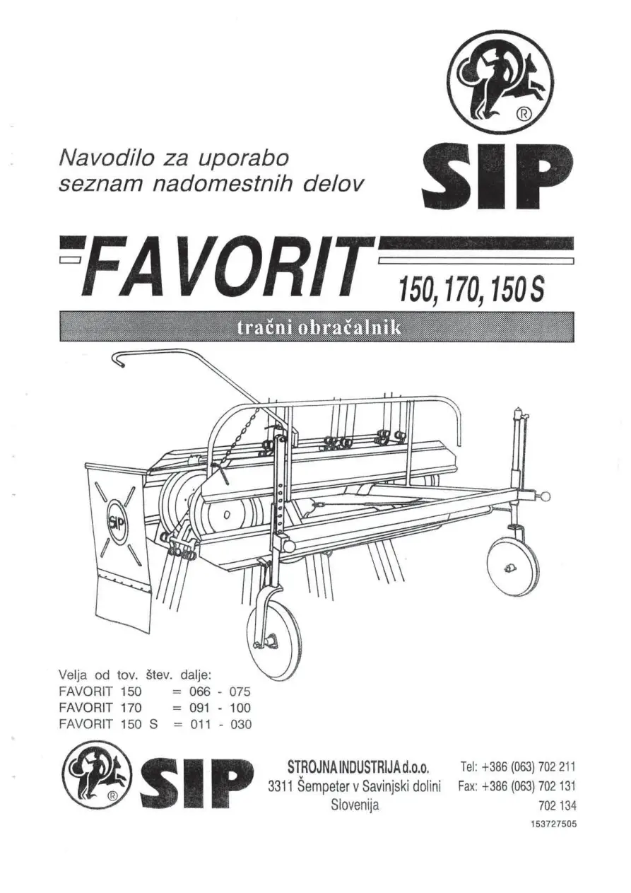 SIP Favorit 150 150S 170 Parts Manual
