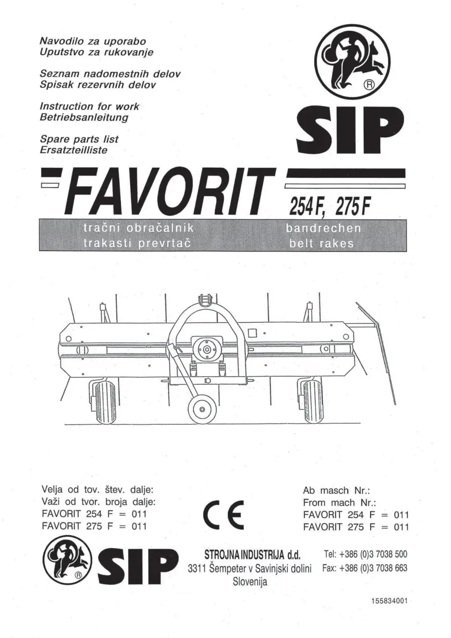 SIP Favorit 254F 275F Parts Manual