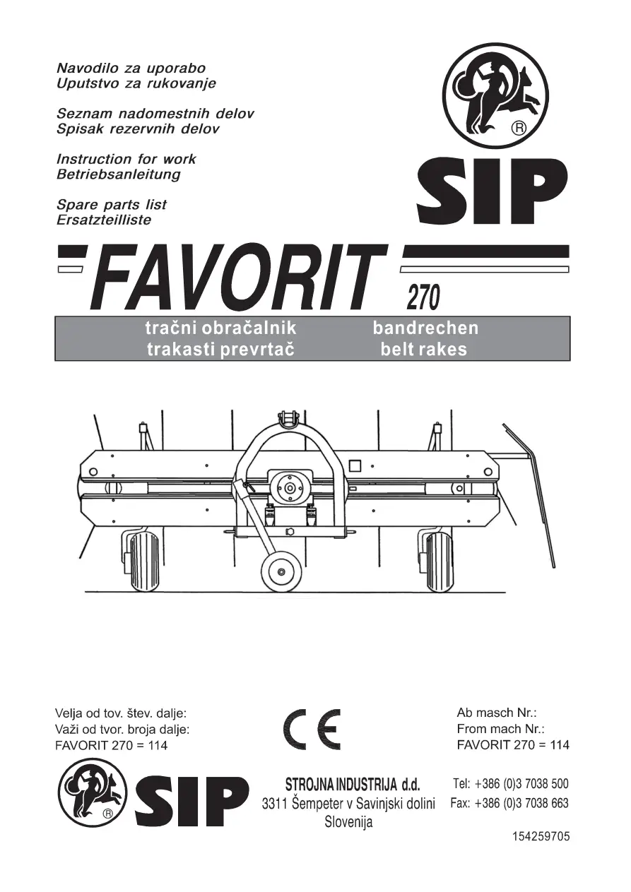 SIP Favorit 270 Parts Manual
