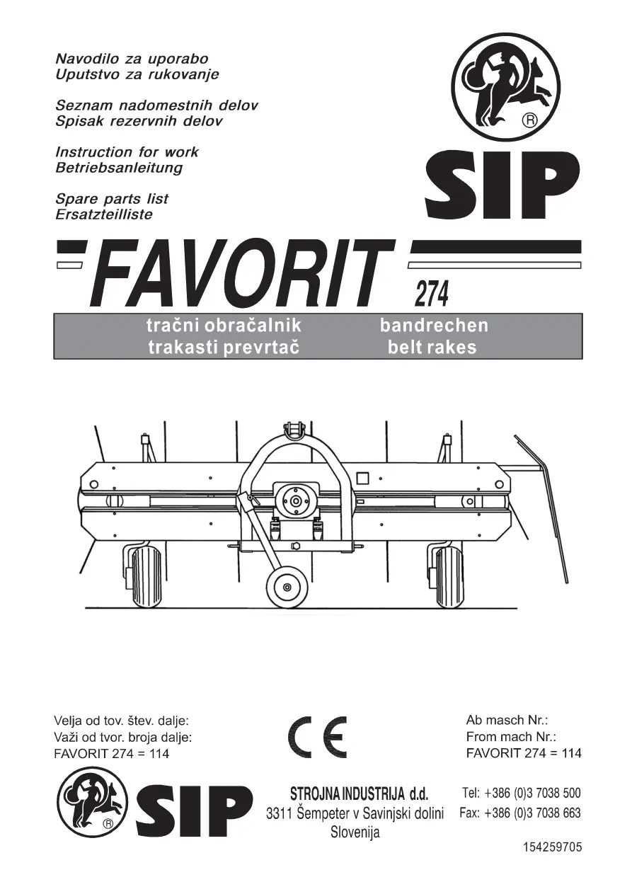 SIP Favorit 274 Parts Manual