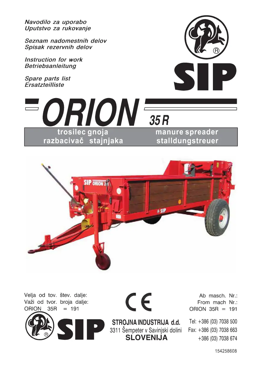 SIP Orion 35R Parts Manual