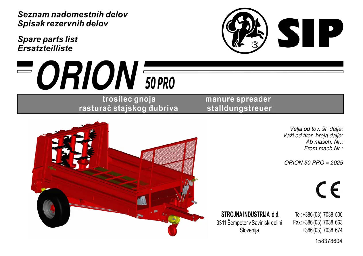 SIP Orion 50Pro Parts Manual