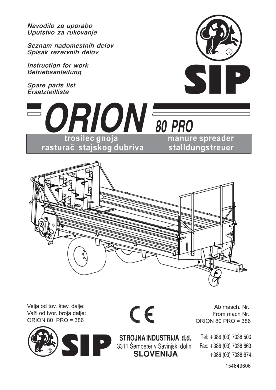 SIP Orion 80Pro Parts Manual