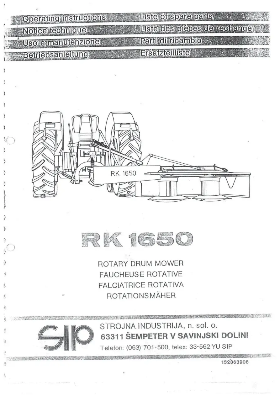 SIP Rk 1650 Parts Manual