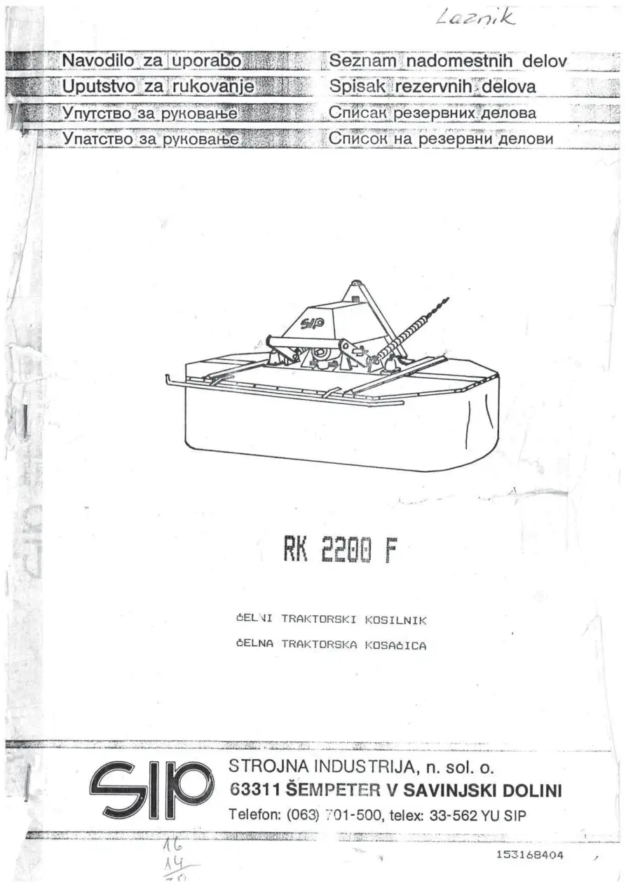 SIP Rk 2200F Parts Manual