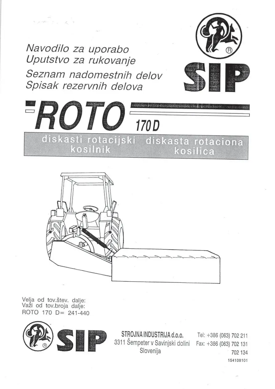 SIP Roto 170D Parts Manual