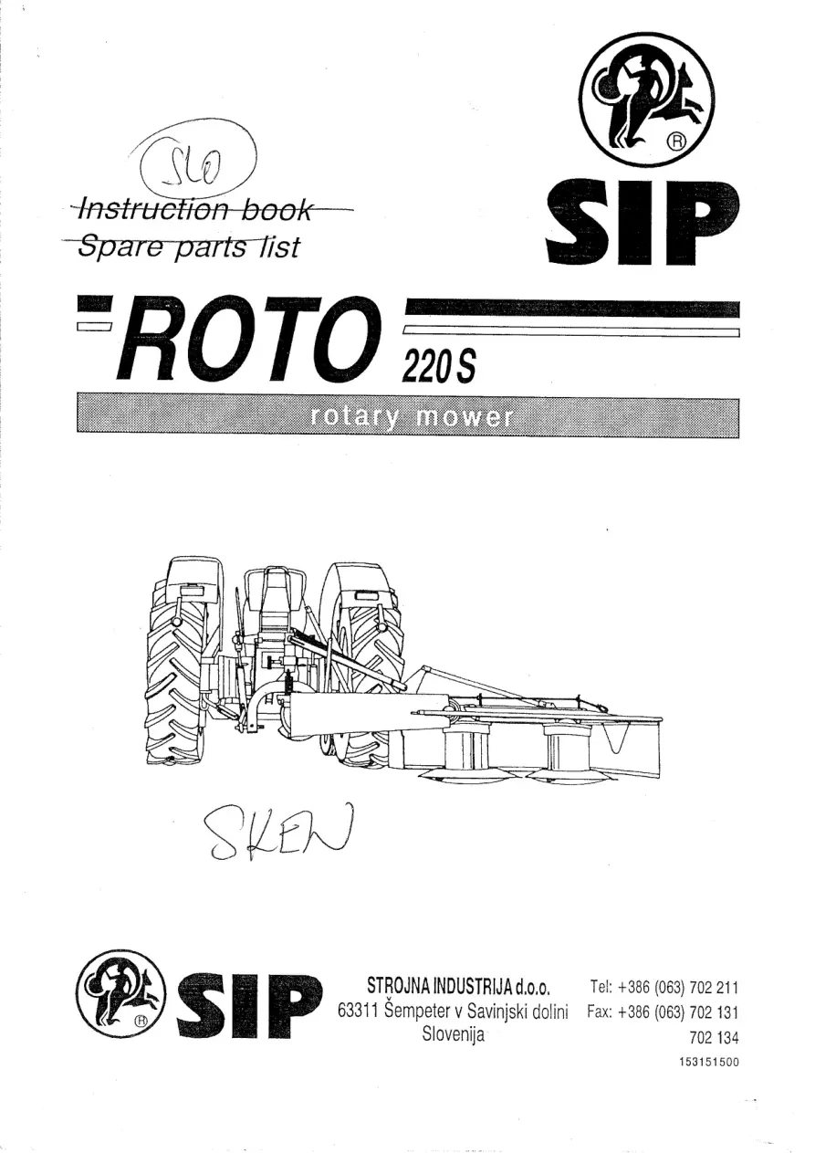 SIP Roto 220S Parts Manual