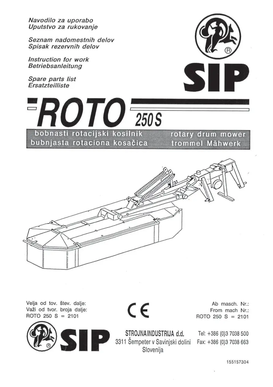 SIP Roto 250S Parts Manual