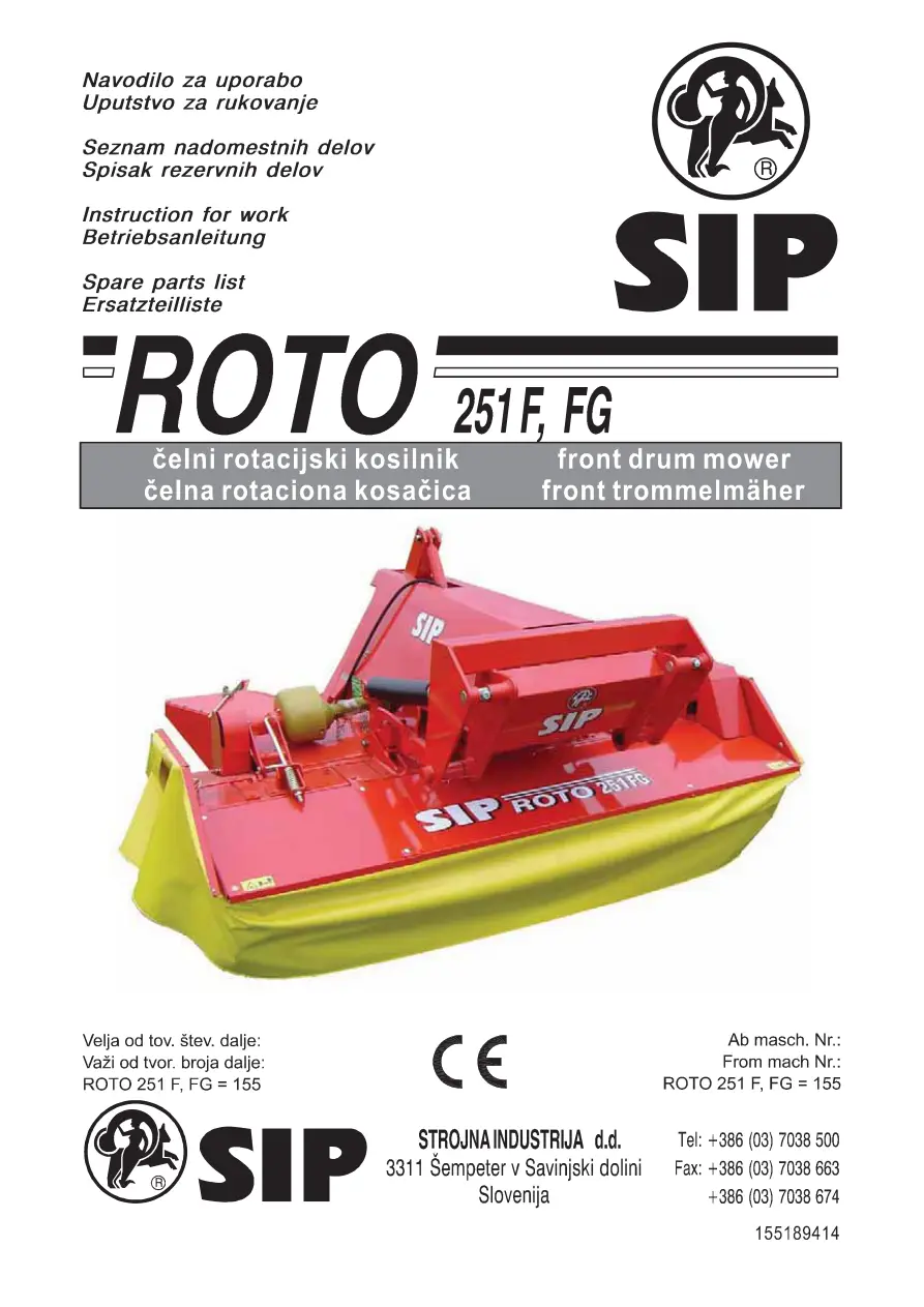 SIP Roto 251F Fg Parts Manual