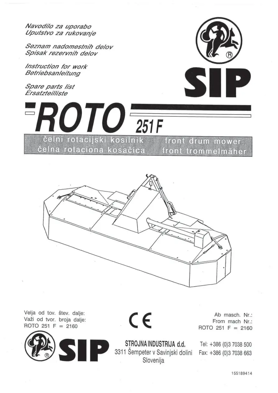 SIP Roto 251F Parts Manual