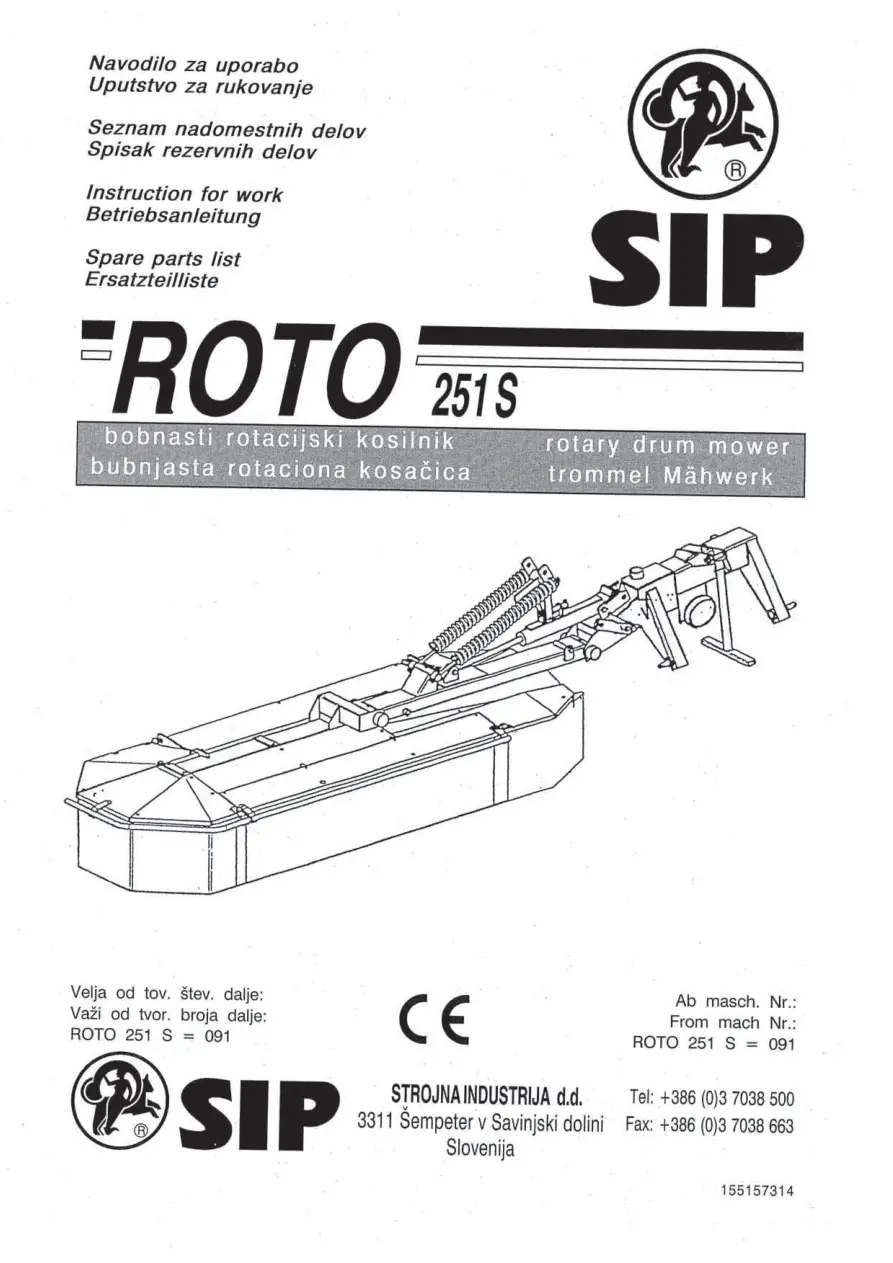SIP Roto 251S Parts Manual