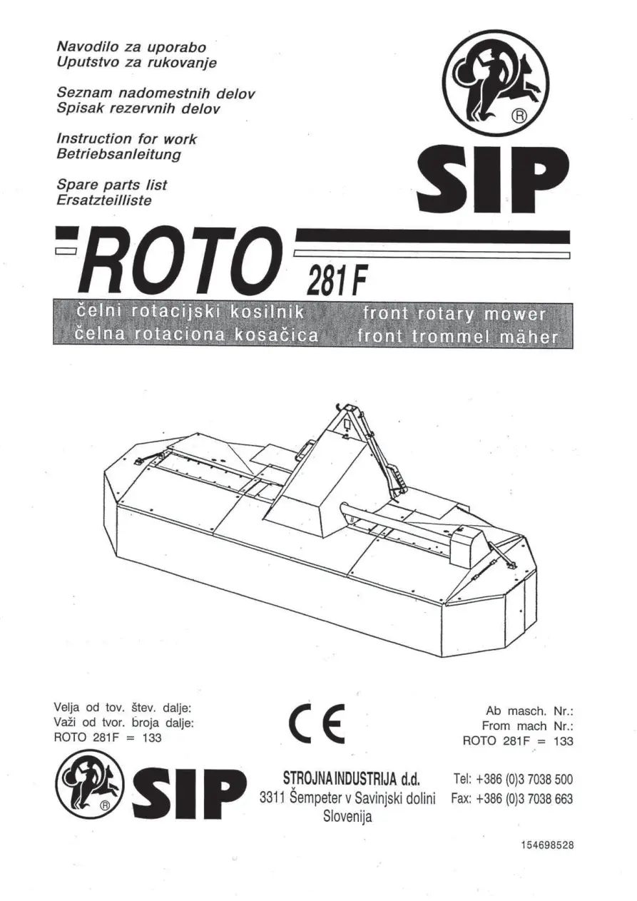 SIP Roto 281F Parts Manual