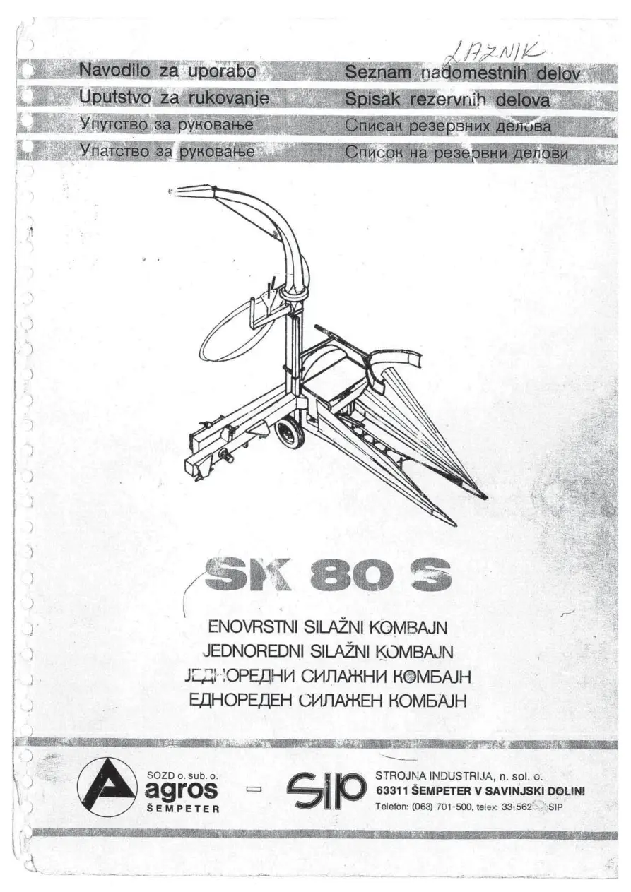 SIP Sk 80S Parts Manual