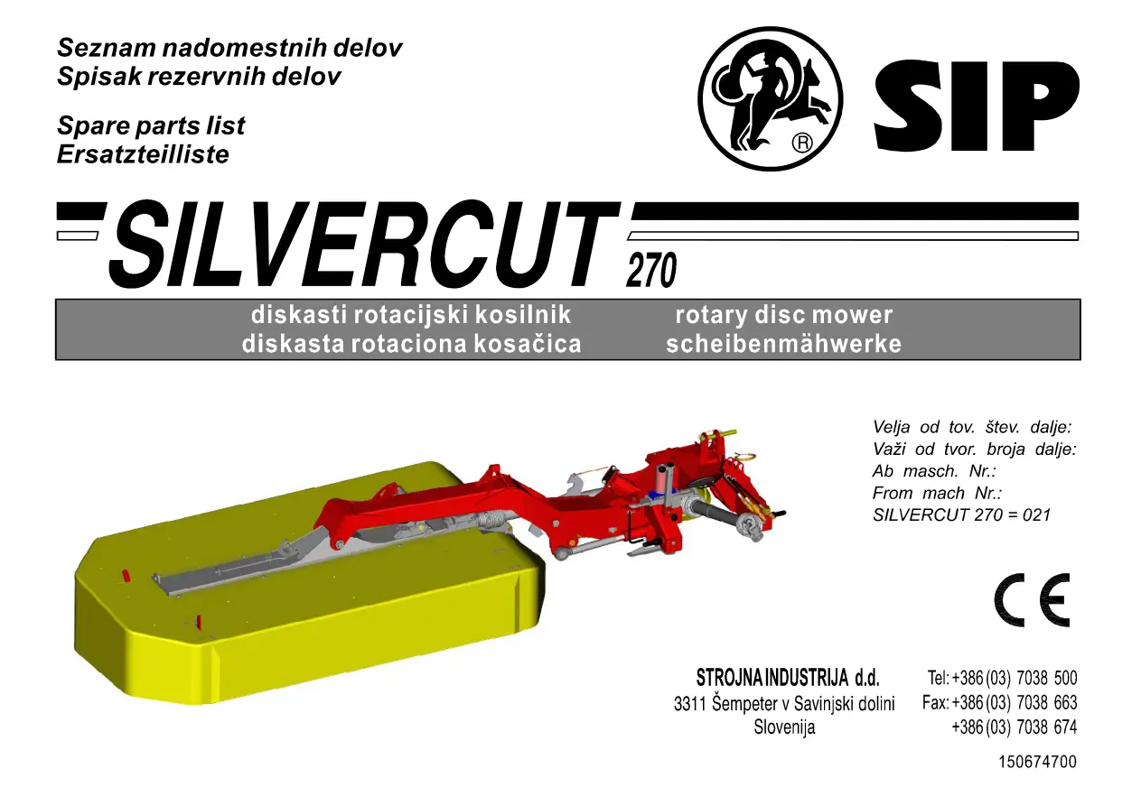 SIP Silvercut 270 Parts Manual