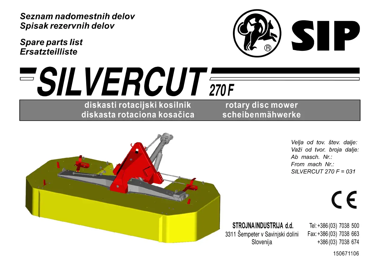 SIP Silvercut 270F Parts Manual