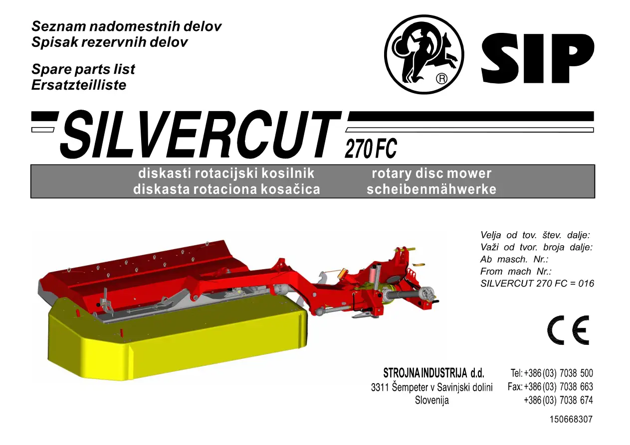 SIP Silvercut 270Fc Parts Manual