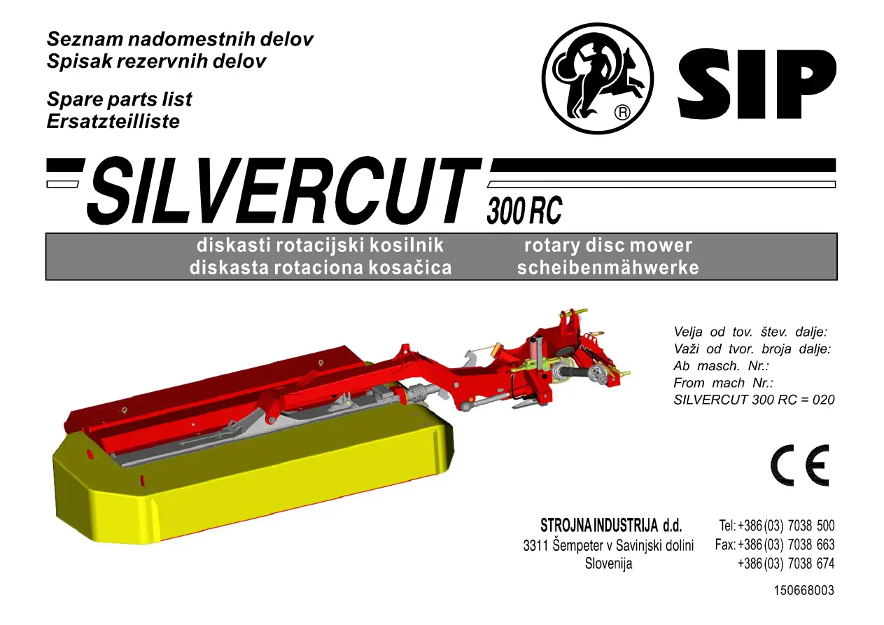 SIP Silvercut 300Rc Parts Manual