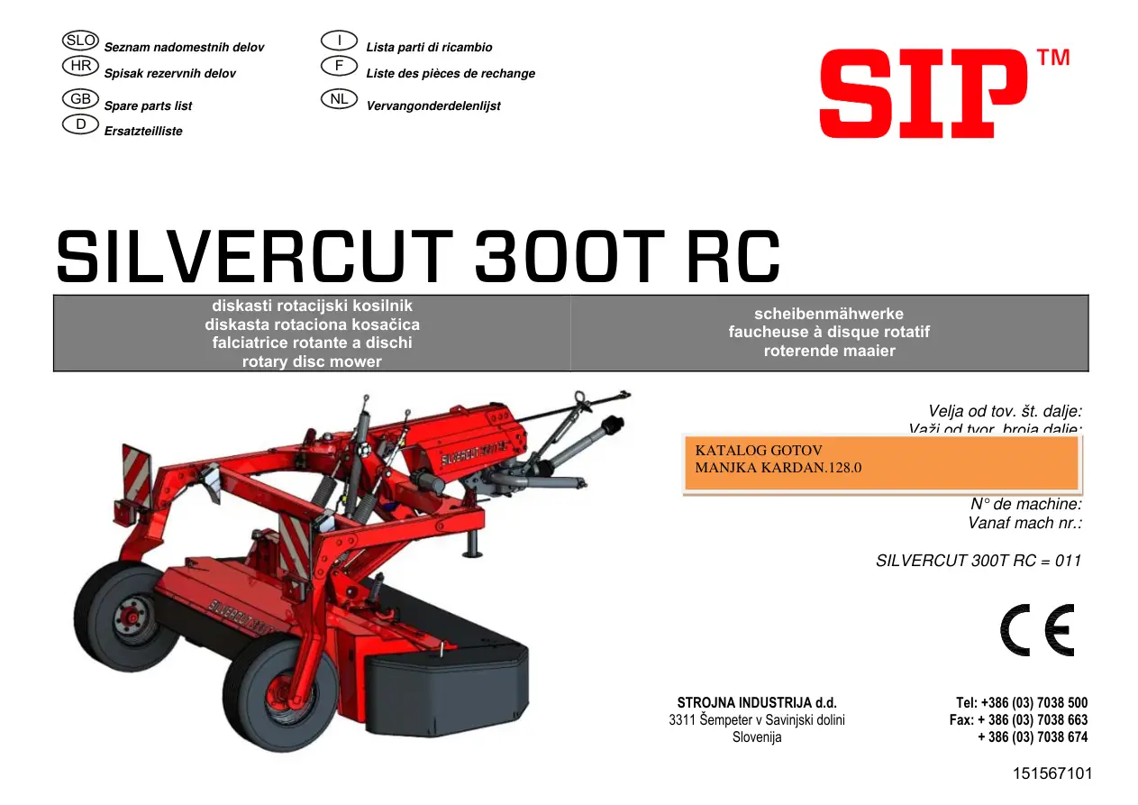 SIP Silvercut 300T Parts Manual