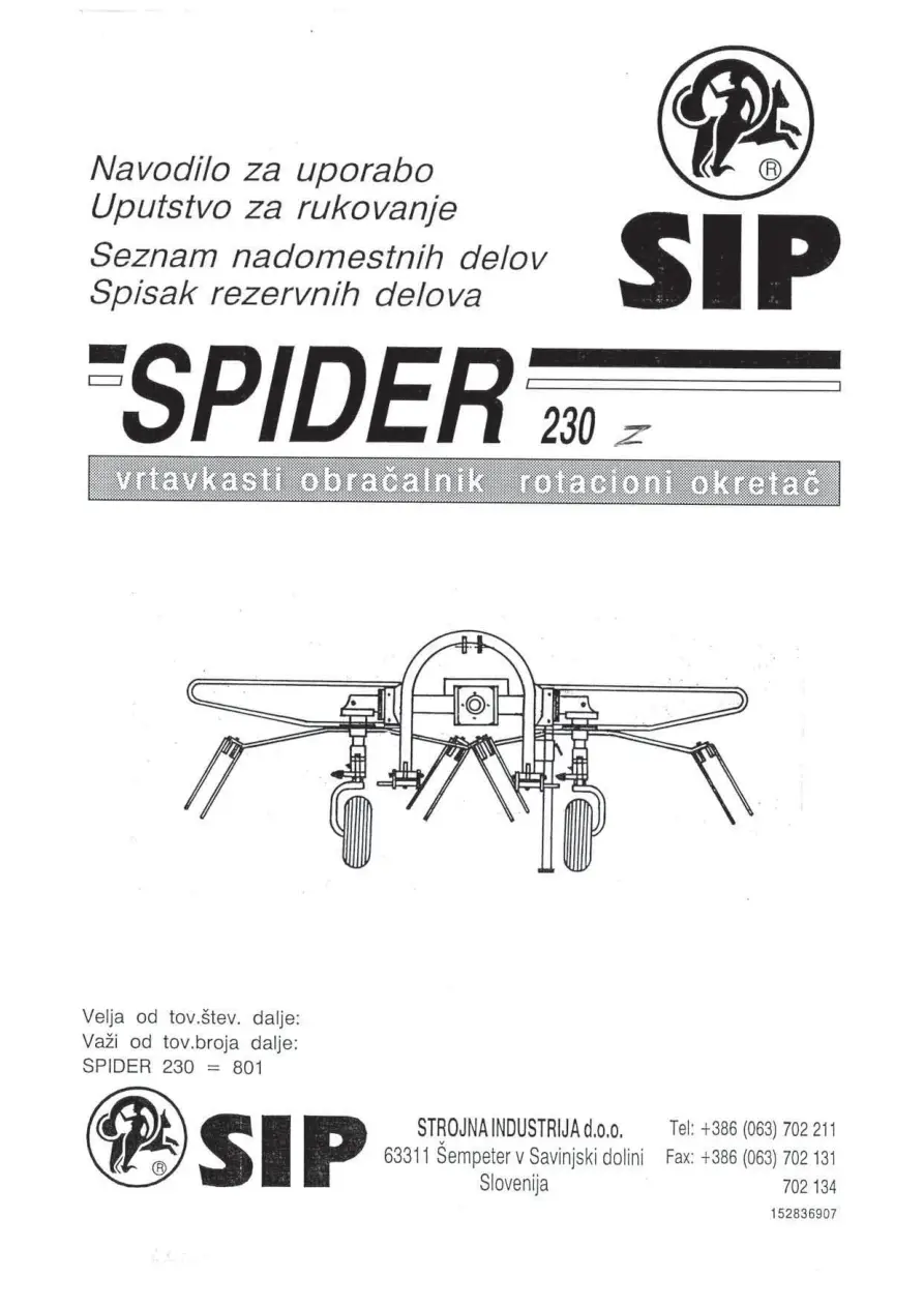 SIP 230Z Parts Manual