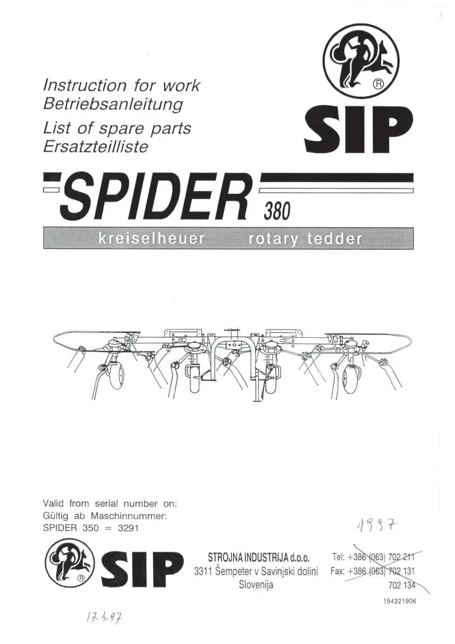 SIP 380 Parts Manual