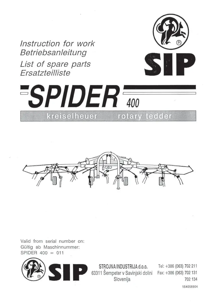 SIP 400 Parts Manual