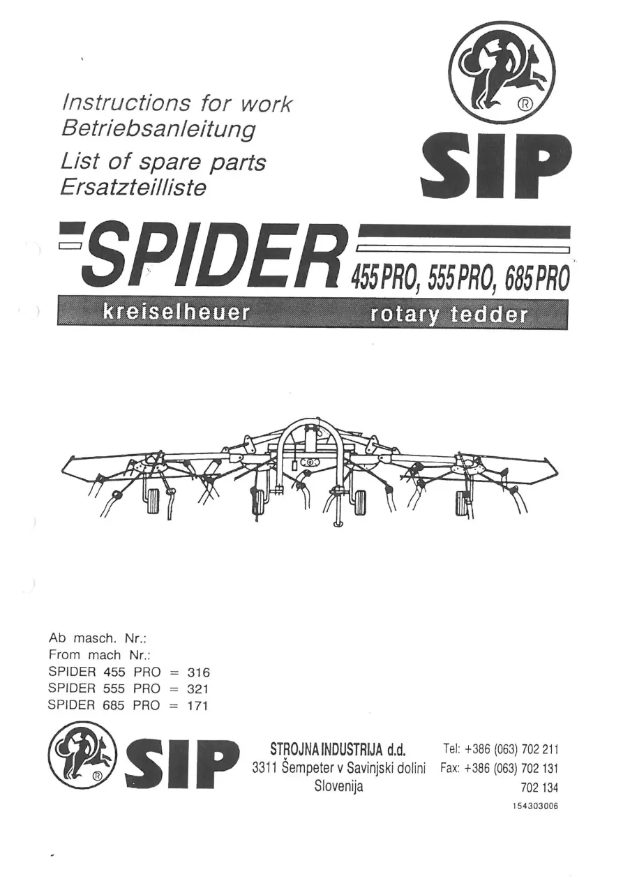 SIP 455Pro 555Pro 685Pro Parts Manual