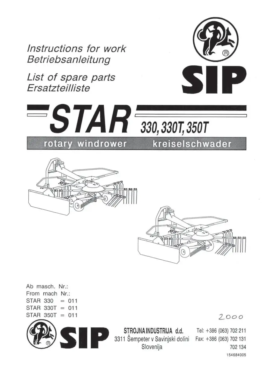 SIP 330 330T 350T Parts Manual